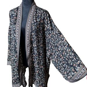 Max Studio Floral Print Kimono Open Front 3X Plus Size Bohemian Chic